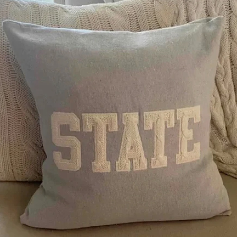 Custom STATE Throw Pillow | Grey / Cream